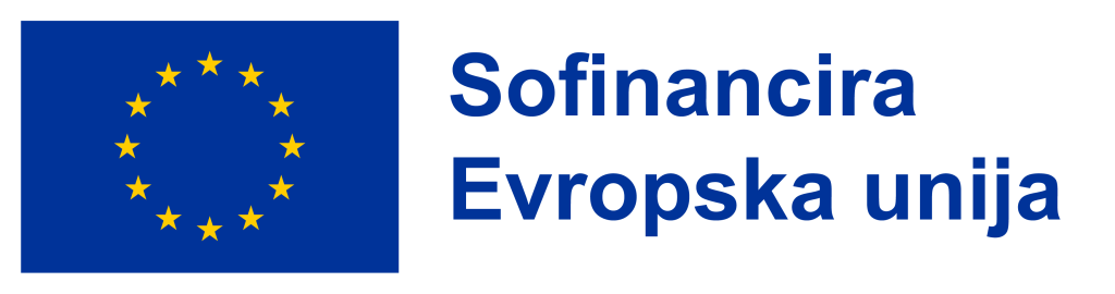 Zastava Evropske unije z besedilom “Co-funded by the European Union” v modrih črkah.